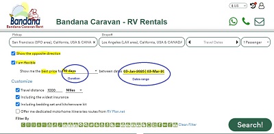 best Prices Camper rental Los Angeles